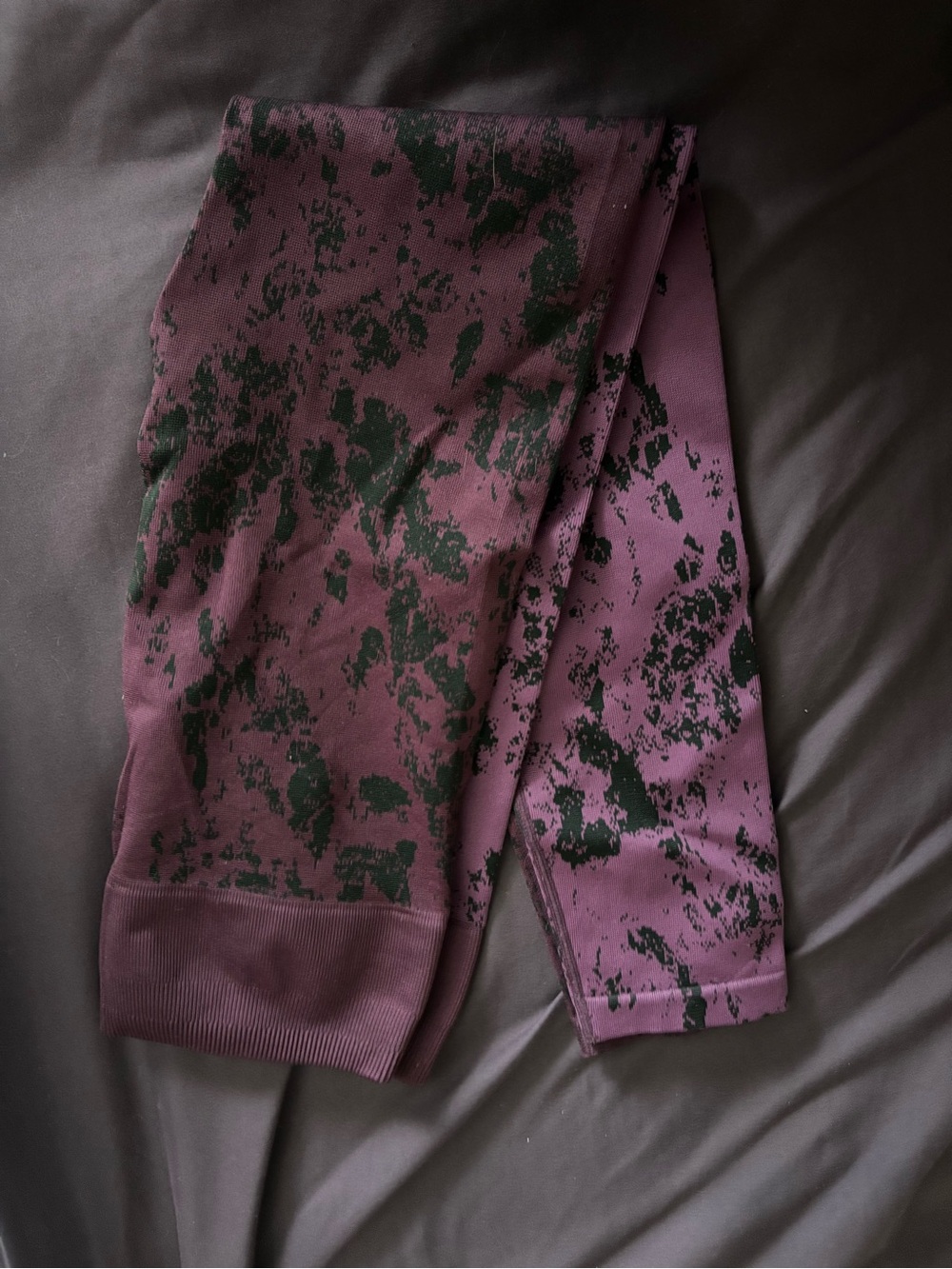 Fabletics Purple and Black Marble Print Leggings